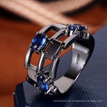 Frauen Zubehör Porzellan Mode Ring Saphir blau Stein Ring Modell